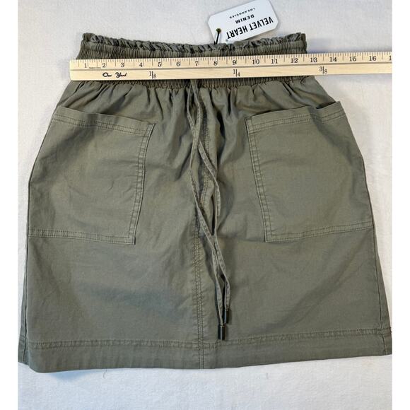 Velvet Heart Green Khaki Cargo Paperbag Waist Tie Cargo Mini Skirt Small - Picture 9 of 9